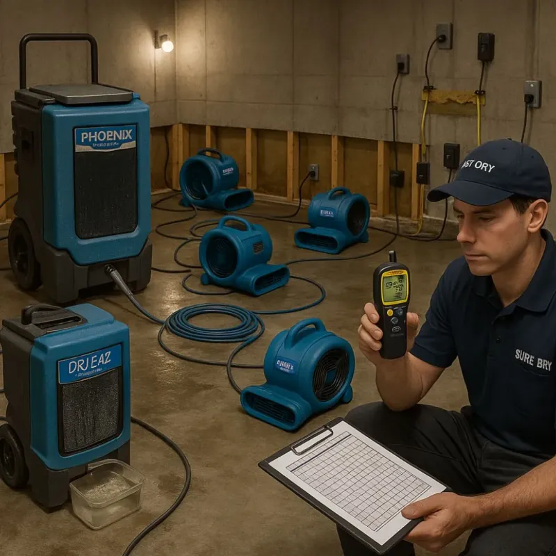 Structural Drying and Dehumidification process in Fort Polk North, LA